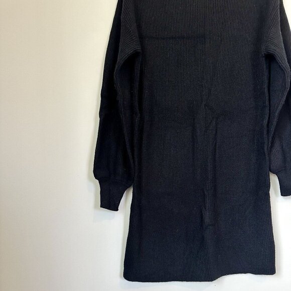 NWT Halogen Black Boatneck Puff Sleeve Sweater Dress - Size: Small - Picture 4 of 7